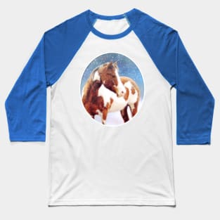 Paint Horse Snow Day Baseball T-Shirt